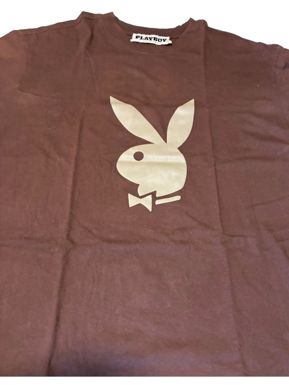 Playboy by PacSun T-Shirt Mens L Brown Graphic Short Sleeve Crew Neck Cotton Tee